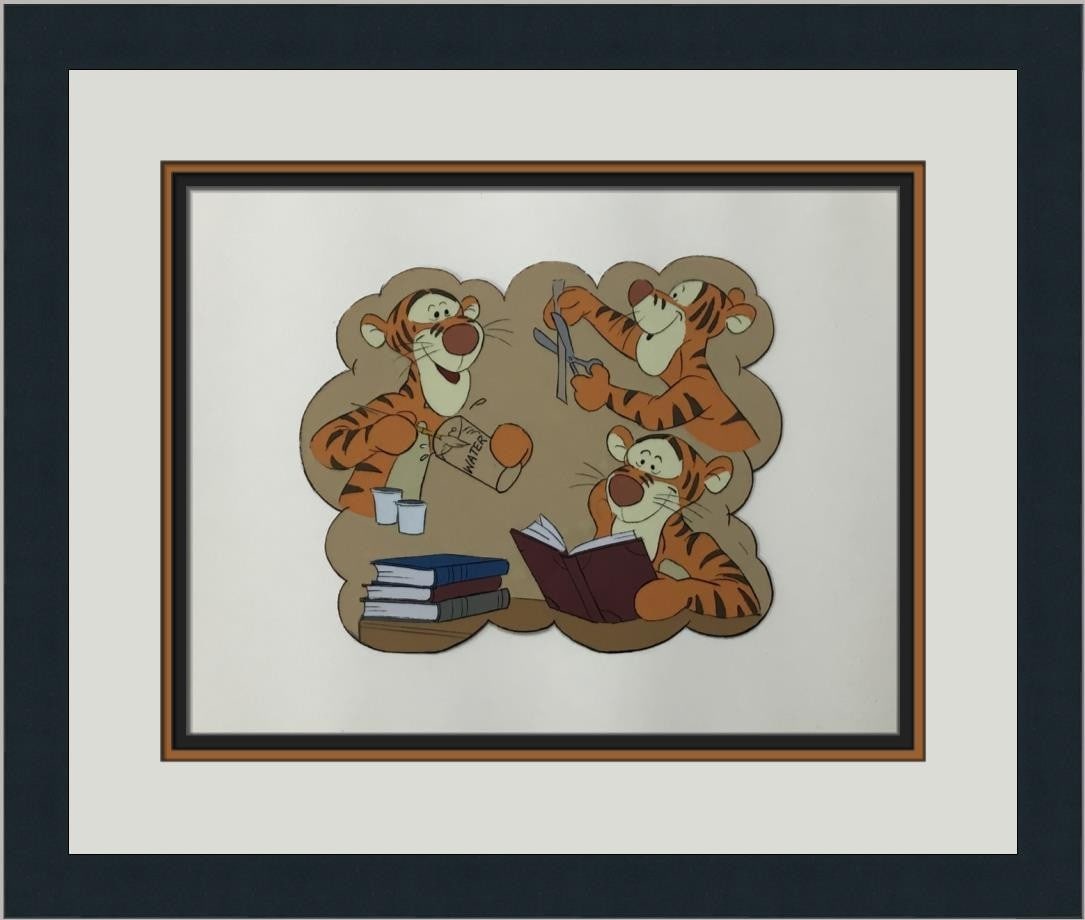Original Disney Production Cel Featuring Tigger from Winnie the Pooh Framed: Original Disney Production Cel Featuring Tigger from Winnie the Pooh Framed This is an original hand-painted animation production cel featuring Tigger from Disney's Winnie the Pooh. Created by Disney 
