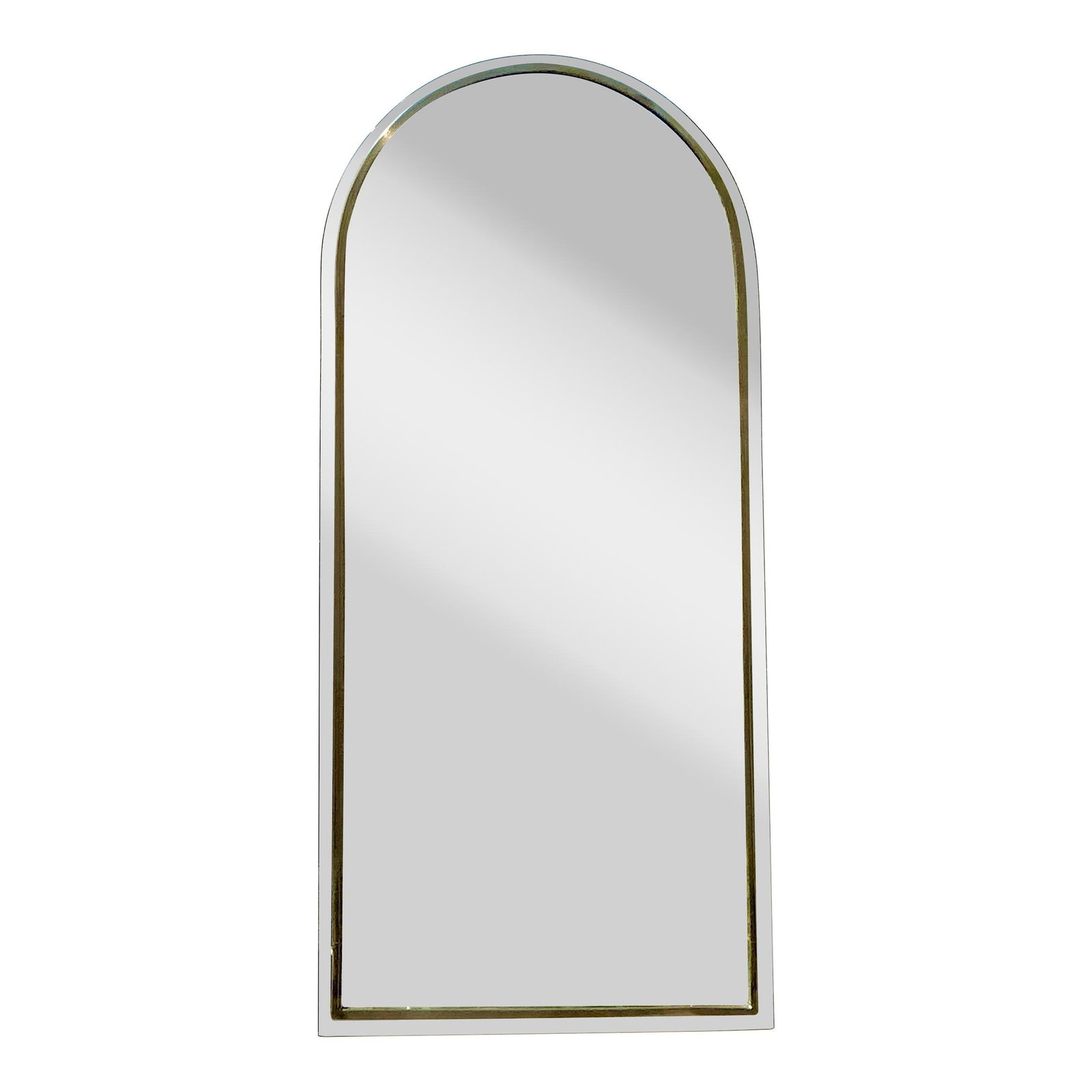 Vintage Boho Arched Mirror in Chrome and Brass 26 x 40: Vintage Boho Arched Mirror in Chrome and Brass 26 x 40 This stunning vintage arched mirror showcases a sophisticated blend of boho elegance and modern refinement. Featuring a gracefully curved silhoue