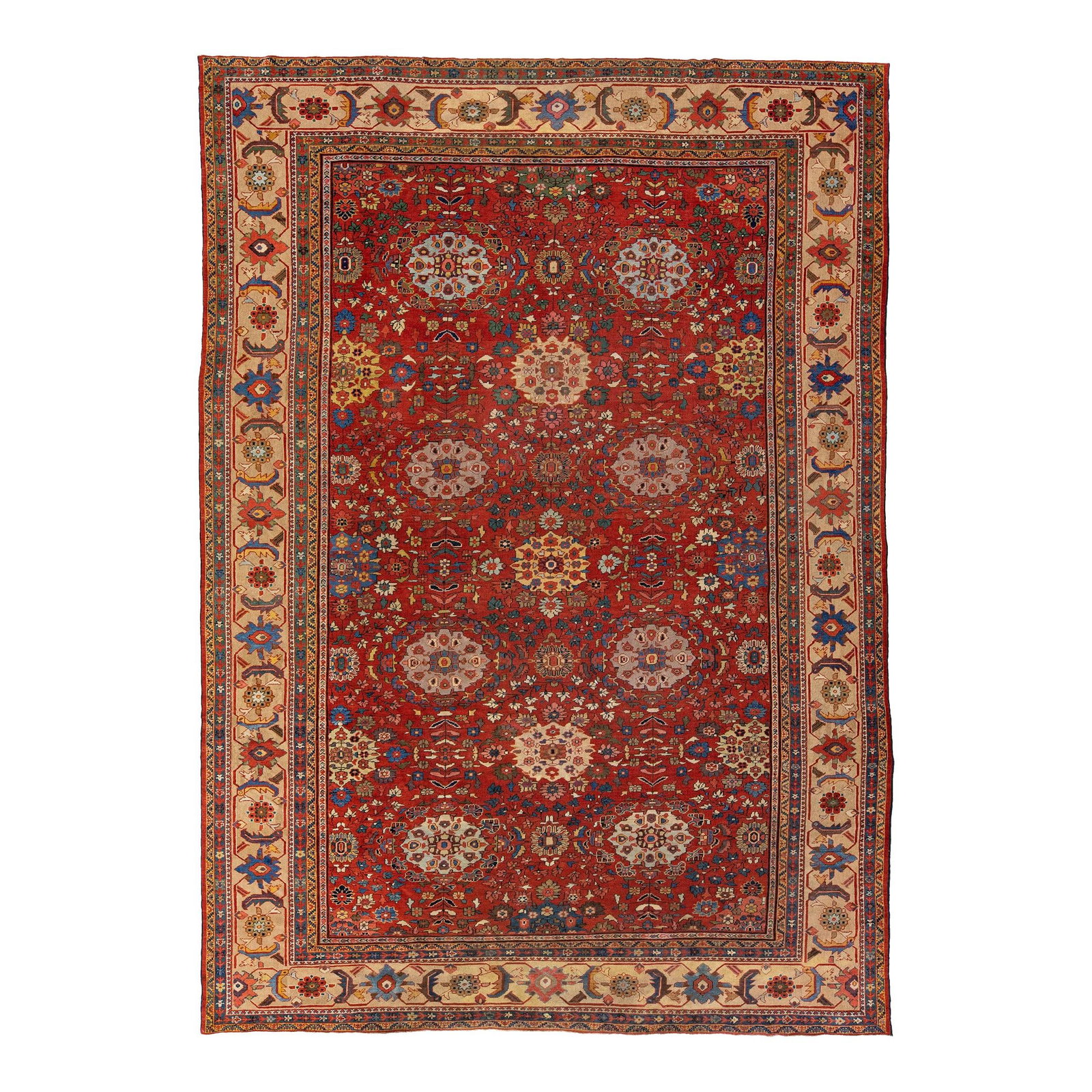 Antique Sultanabad Handmade Wool Rug 10'1 x 14'3 Red Floral Design: Antique Sultanabad Handmade Wool Rug 10'1 x 14'3 Red Floral Design Discover the elegance of this stunning Antique Sultanabad handmade Persian wool rug, beautifully crafted in the 1900s. This