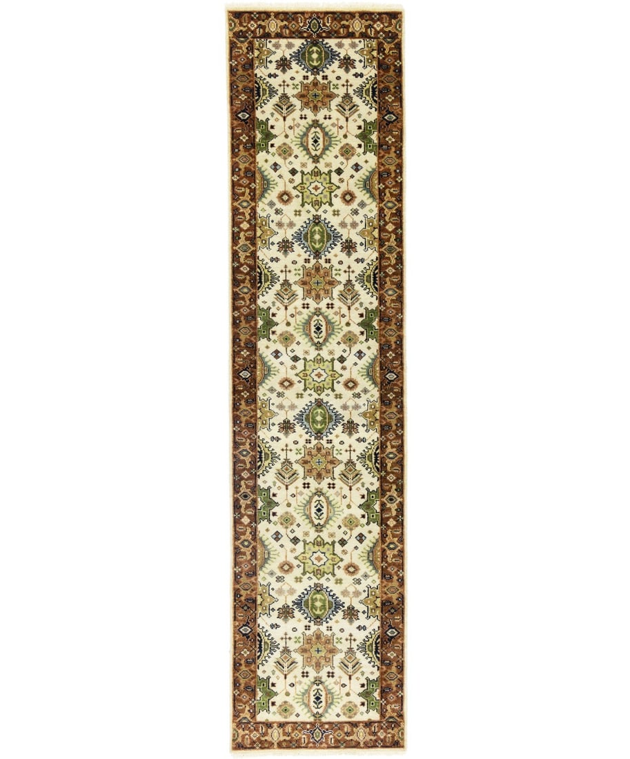 Wool Hand Knotted Tribal Runner Rug 2'6 x 10'2 Geometric: Wool Hand Knotted Tribal Runner Rug 2'6 x 10'2 Geometric Enhance your space with this exquisite hand-knotted geometric tribal runner rug, perfect for your kitchen or hallway. Measuring 2'6" x 10'2" (3