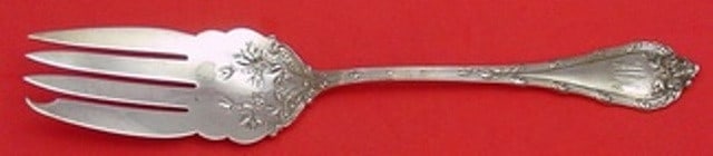 Durgin Madame Royale Sterling Silver Cold Meat Fork 9.25" Monogrammed: Durgin Madame Royale Sterling Silver Cold Meat Fork 9.25" Monogrammed This exquisite cold meat fork, measuring 9 1/4 inches, features the elegant Madame Royale pattern by Durgin. Crafted from high-qua