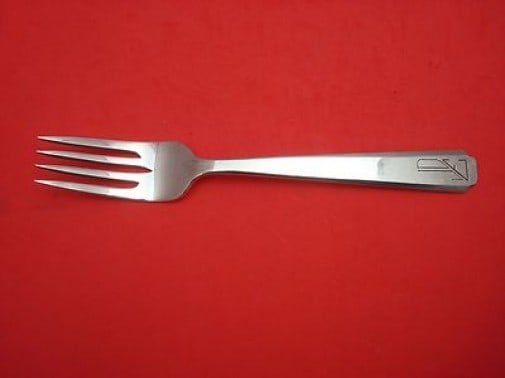 Dirk Van Erp Sterling Silver Dinner Fork Pattern 3 8in Monogrammed: Dirk Van Erp Sterling Silver Dinner Fork Pattern 3 8in Monogrammed This exquisite dinner fork, crafted from sterling silver, features the elegant Pattern 3 by renowned artisan Dirk Van Erp. Measuring 