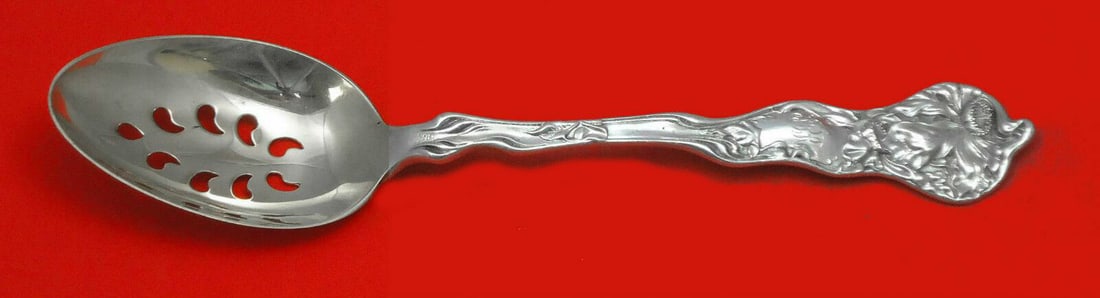 Shiebler Fiorito Sterling Silver Pierced Spoon 9-Hole Custom 8 3/8": Shiebler Fiorito Sterling Silver Pierced Spoon 9-Hole Custom 8 3/8" Enhance your dining experience with this exquisite Fiorito serving spoon by Shiebler. Crafted from high-quality sterling silver, thi