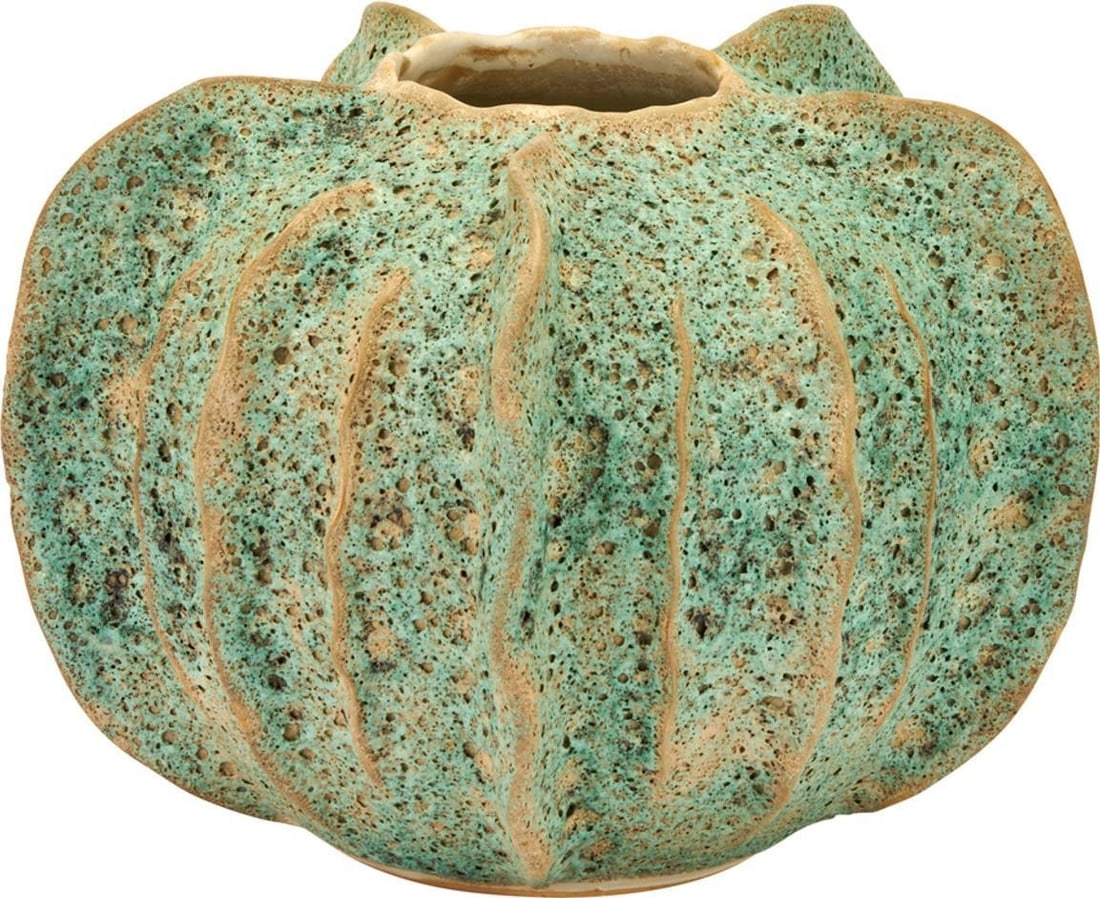 Large Handmade Green Luffa Vase 8.5H 11W 11D (1 of 2)