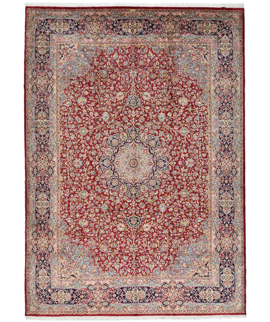 Vintage Floral Hand-Knotted Wool Oriental Rug 9'7 X 13'6: Vintage Floral Hand-Knotted Wool Oriental Rug 9'7 X 13'6 Enhance your living space with this exquisite hand-knotted wool Oriental rug, measuring 9'7" x 13'6". This vintage piece, crafted in Western As