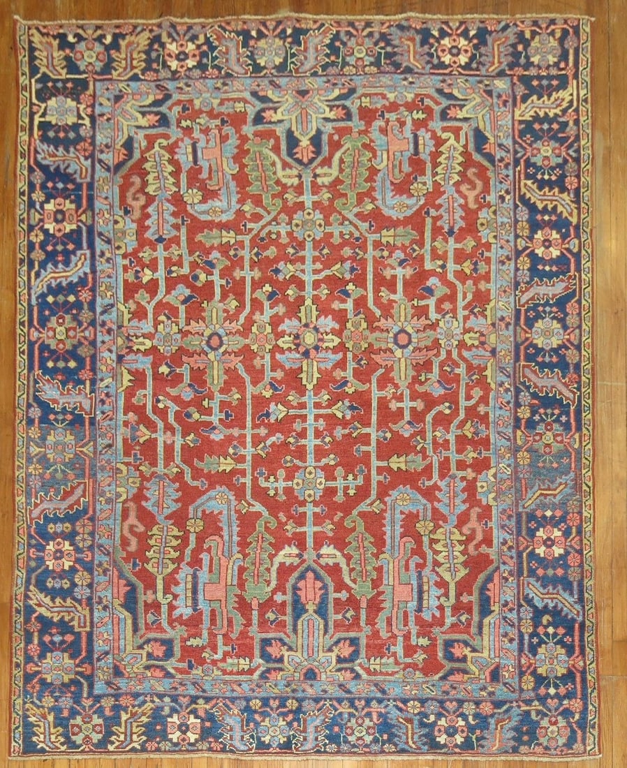 7' 5" x 9' 2" Square Persian Heriz Rug Early 20th Century: 7' 5" x 9' 2" Square Persian Heriz Rug Early 20th Century Early 20th century Persian Heriz square rug with a dramatic presence. This pre-owned piece is identified as Serapi/Heriz and offers a classic 