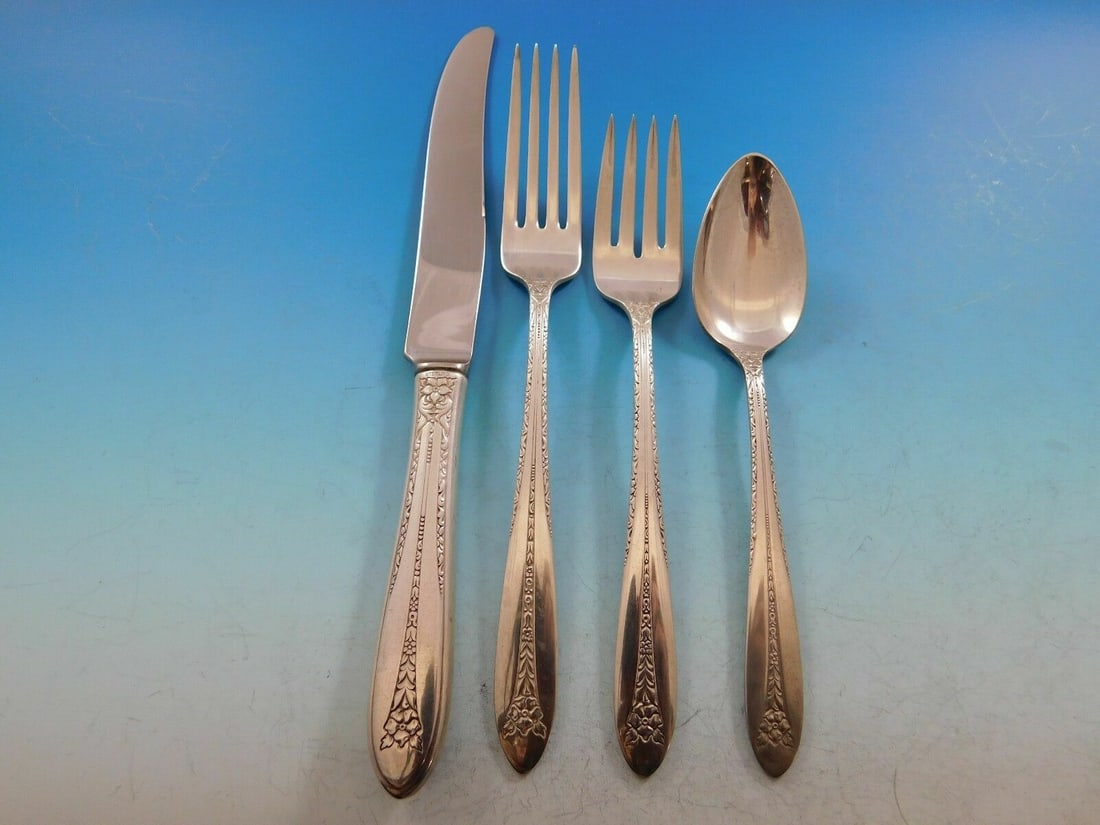 National Sterling Silver Margaret Rose 4-Piece Place Setting (1 of 4)