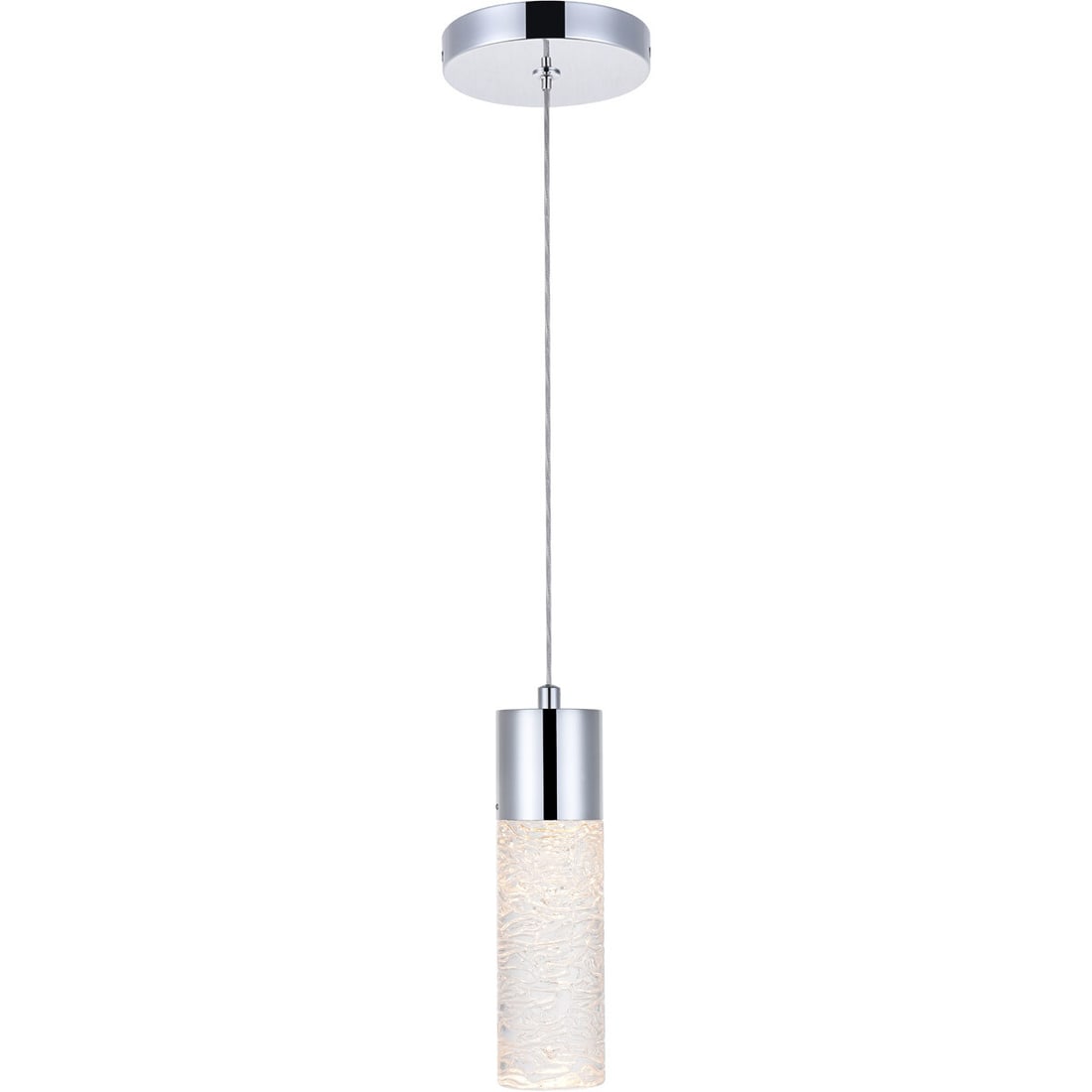 Constellation Chrome Crystal LED Pendant Light: Constellation Chrome Crystal LED Pendant Light This modern crystal pendant light fixture features a polished chrome finish and a clear cylindrical glass shade. Designed for indoor use, it is suitable 