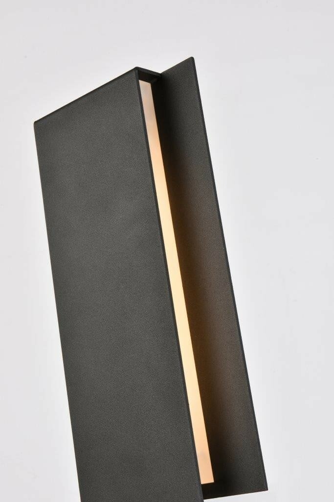 Living District Raine black outdoor LED wall sconce 12.38 in: Living District Raine black outdoor LED wall sconce 12.38 in Modern outdoor wall sconce light fixture in black with a wet-rated, waterproof design. It features integrated LED lighting with 170 lumens,