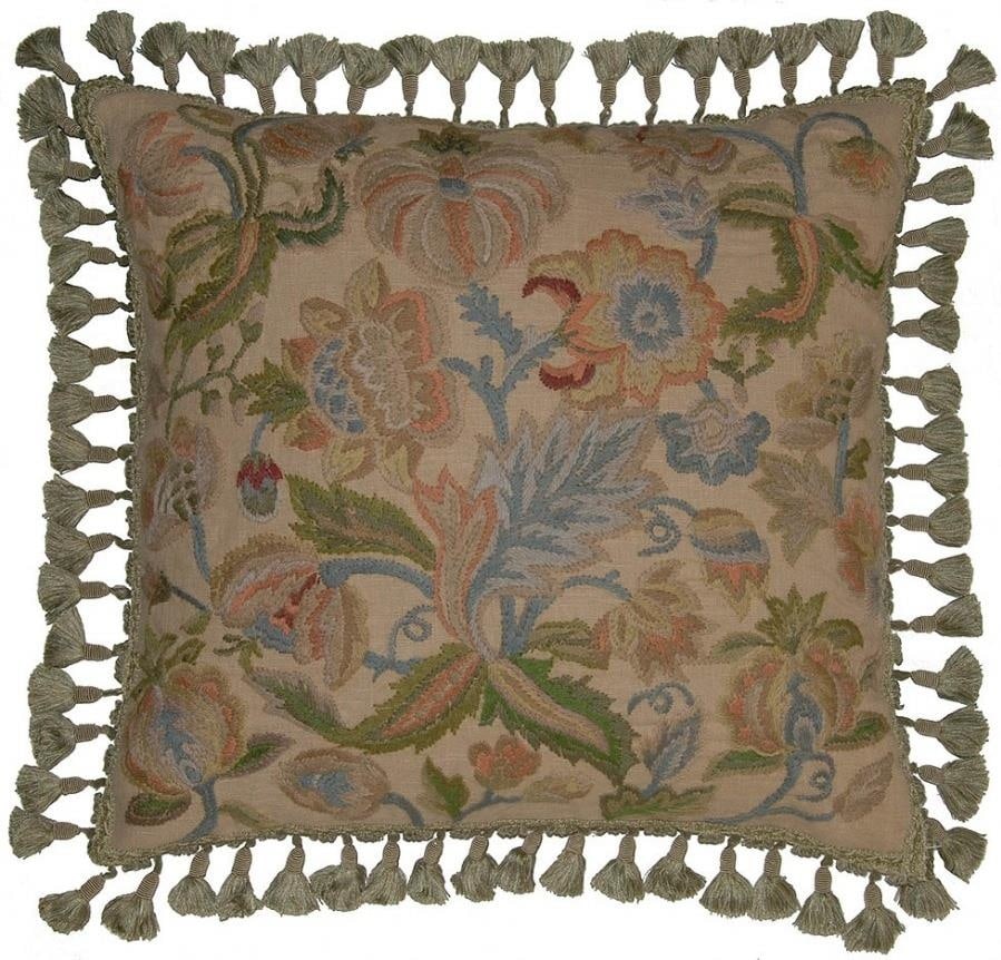 Provence Home Country Style Floral Pillow 21x21 Handmade Linen: Provence Home Country Style Floral Pillow 21x21 Handmade Linen Enhance your home decor with this charming Country Style Pillow featuring a delicate floral design. Hand-dyed and handmade, this square p
