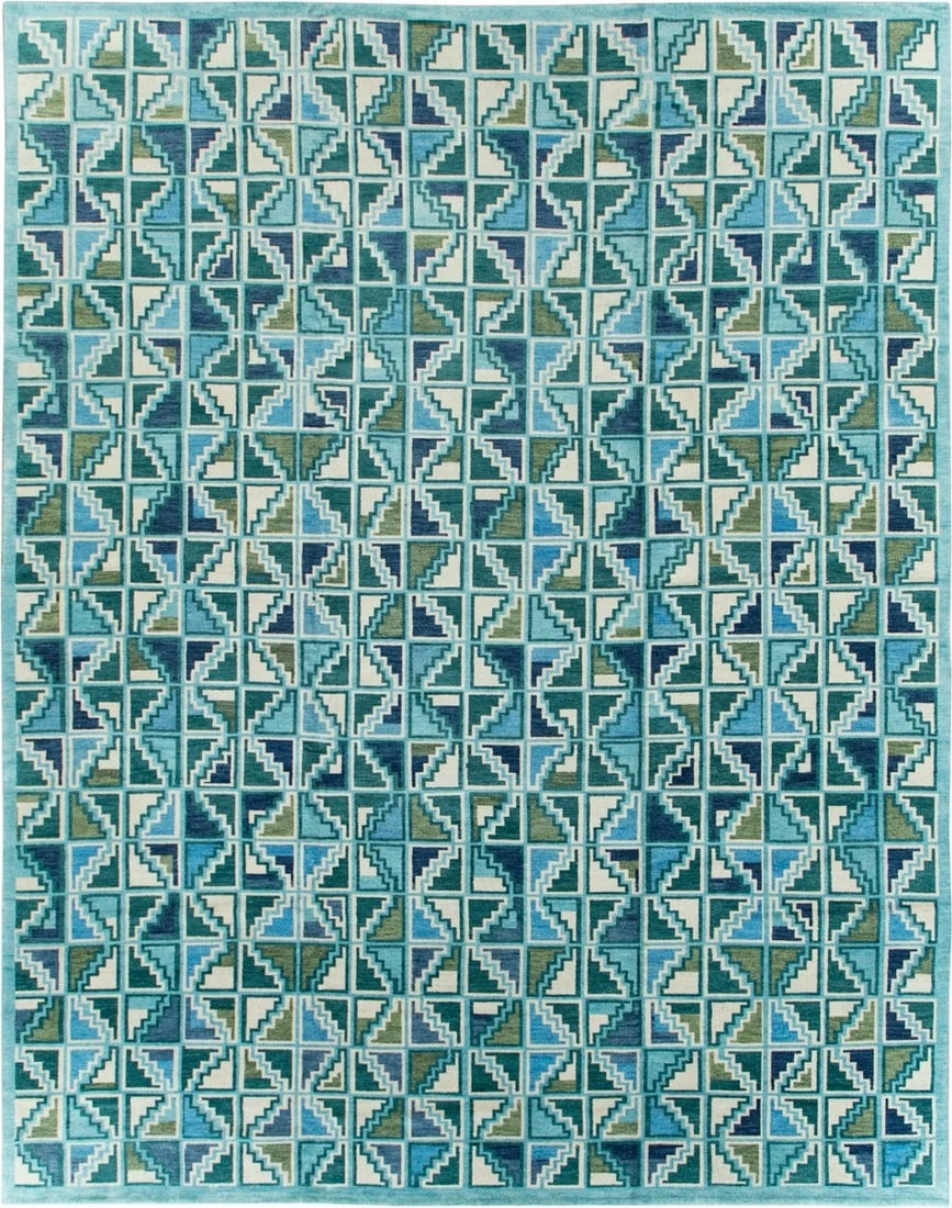 14' x 18' Oversize Swedish Style Turquoise Area Rug (1 of 5)