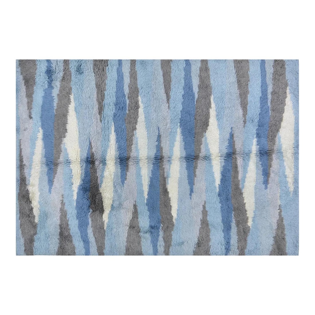 Navy Blue Wool Area Rug Hand Knotted 6'x9' Moroccan Inspired Design: Navy Blue Wool Area Rug Hand Knotted 6'x9' Moroccan Inspired Design This hand-knotted wool rug features a blend of Indian and Moroccan design influences, crafted using traditional techniques that show