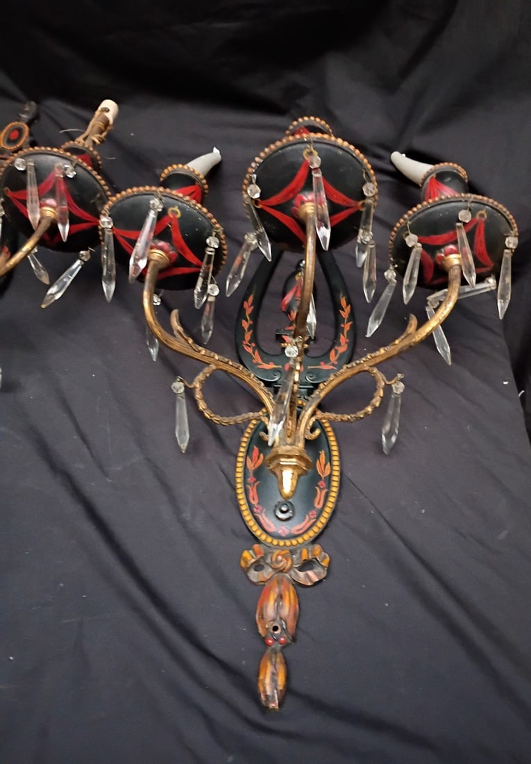 Set of 3 large 23 inch Regency style wall sconces attributed to E.F. Caldwell (1 of 18)