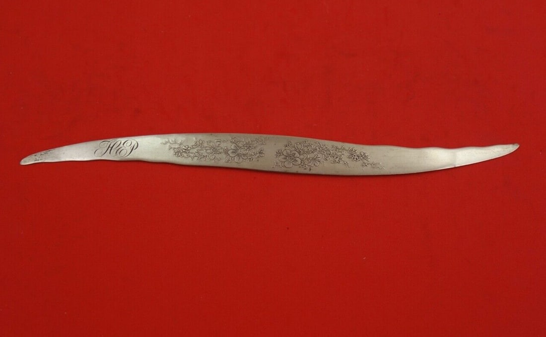 Whiting Sterling Silver Page Turner Acid-Etched Floral Design 9 3/8 in Monogrammed hp (1 of 2)