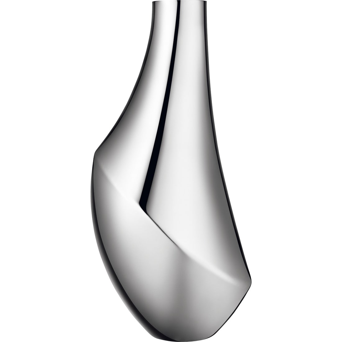 Georg Jensen Flora Large Modern Stainless Steel Vase by Todd Bracher: Georg Jensen Flora Large Modern Stainless Steel Vase by Todd Bracher Introducing the Flora Vase by Georg Jensen, a stunning table vase that seamlessly blends modern design with artistic expression. Th