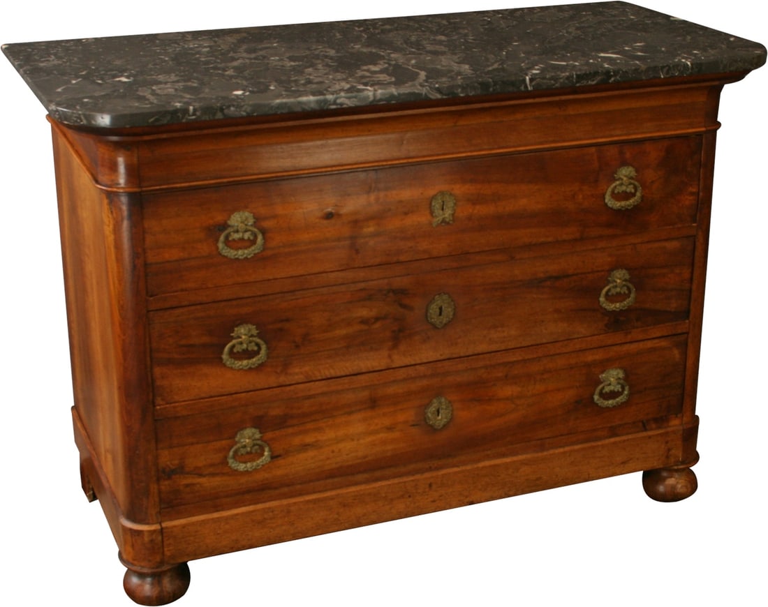1800s French Directoire Chest Walnut with Marble Top (1 of 7)