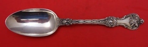 Whiting King Edward Sterling Silver 8 1/2 Inch Serving Spoon: Whiting King Edward Sterling Silver 8 1/2 Inch Serving Spoon Sterling silver serving spoon in the King Edward pattern by Whiting. It measures 8 1/2 inches and is not monogrammed. The piece is post-194