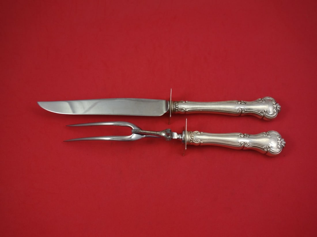 Gorham Cromwell Sterling Silver Carving Set 2pc Knife Fork: Gorham Cromwell Sterling Silver Carving Set 2pc Knife Fork This exquisite Cromwell by Gorham Sterling Silver Roast Carving Set features a two-piece design, including a 12 1/4" carving knife and an 11"