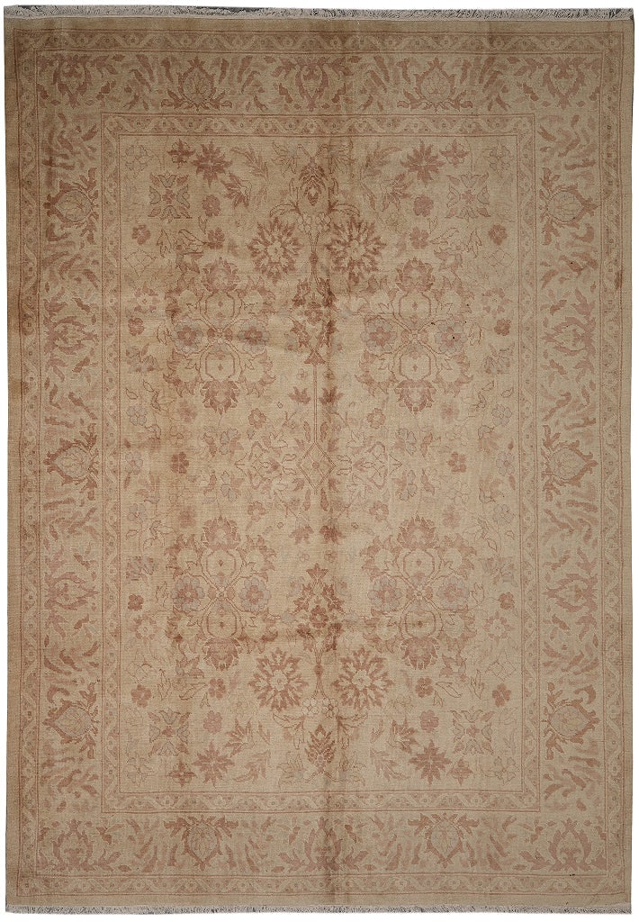 8.8 x 11.6 Hand Knotted Neutral New Oushak Wool Rug (1 of 12)