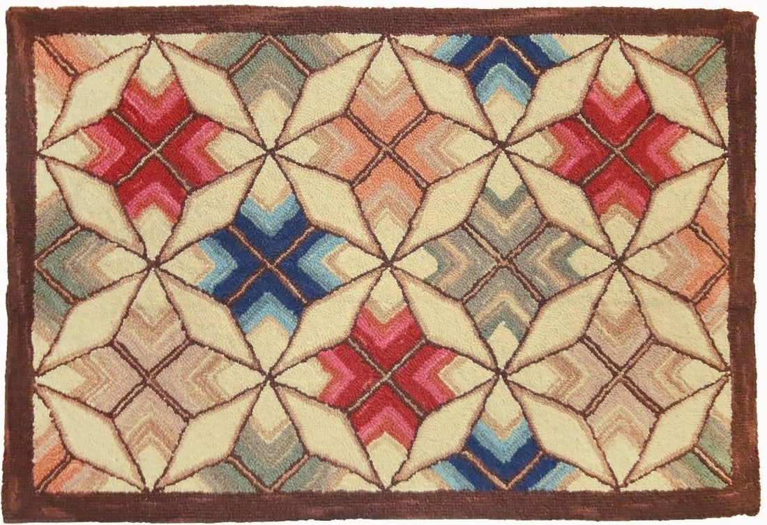 Handmade American Quilt Rug 2x8 Celeste Collection: Handmade American Quilt Rug 2x8 Celeste Collection Discover the charm of this Handmade Vintage Style Rug, designed in the traditional Early American style. Crafted with meticulous attention to detail,