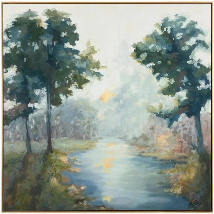 Jackie Ellens Solitary Retreat Gold Framed Canvas Art 57x57: Jackie Ellens Solitary Retreat Gold Framed Canvas Art 57x57 This stunning canvas art by Jackie Ellens, titled 'Solitary Retreat', features a captivating design that adds elegance to any space. The art