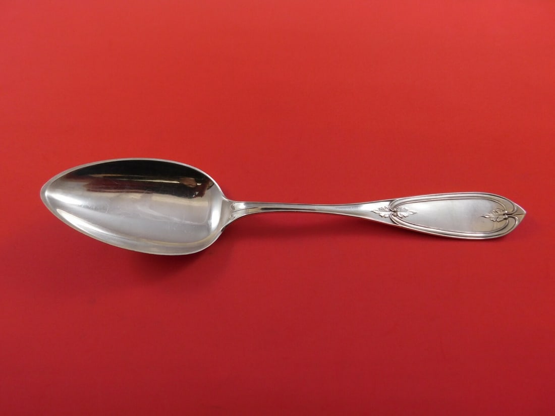 Newell and Harding Coin Silver Olive Style Serving Spoon 8 3/4" (1 of 1)