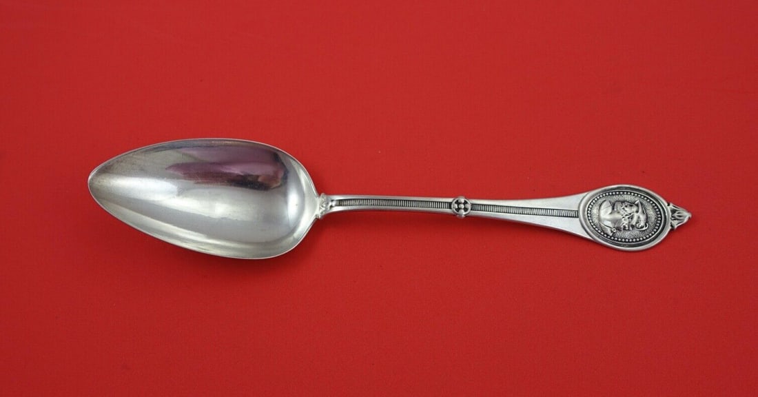 Sperry D. Brower Sterling Silver Medallion Serving Spoon Monogrammed 8.5": Sperry D. Brower Sterling Silver Medallion Serving Spoon Monogrammed 8.5" This exquisite serving spoon by Sperry D. Brower features the elegant Medallion pattern and is crafted from high-quality sterl
