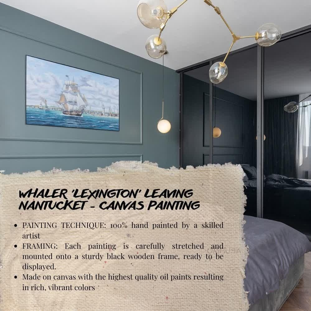 Lexington Leaving Nantucket Canvas Art 31 x 47 Inches: Lexington Leaving Nantucket Canvas Art 31 x 47 Inches Capture the essence of maritime adventure with this stunning canvas art piece depicting the whaler 'Lexington' as it departs from Nantucket. This 