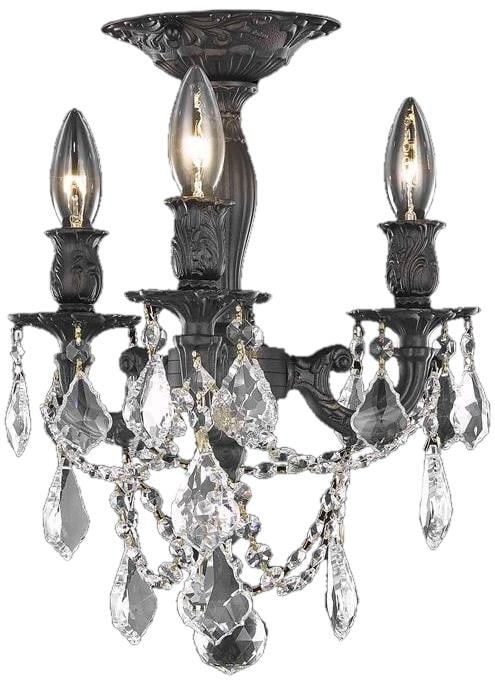 Elegant Rosalia 3-Light Flush-Mount Light in Dark Bronze Finish: Elegant Rosalia 3-Light Flush-Mount Light in Dark Bronze Finish Illuminate your space with the Elegant Rosalia Dark Bronze Flush Light, a stunning piece that blends antique charm with modern functiona