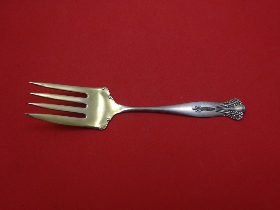 Towle Cambridge Sterling Silver Serving Fork Gold Washed 7 1/2": Towle Cambridge Sterling Silver Serving Fork Gold Washed 7 1/2" A Cambridge by Towle sterling silver cold meat fork with a gold washed finish. This serving fork is not monogrammed and is in excellent 