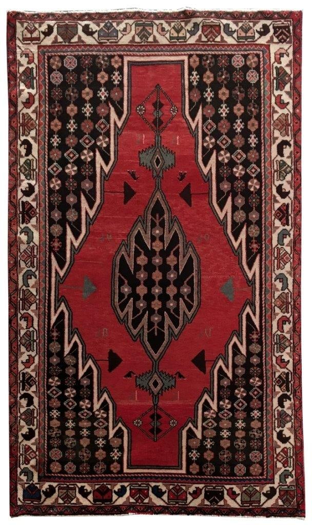 Handwoven 4.3 x 7.3 Red Persian Kolyaei Wool Rug from Iran (1 of 7)