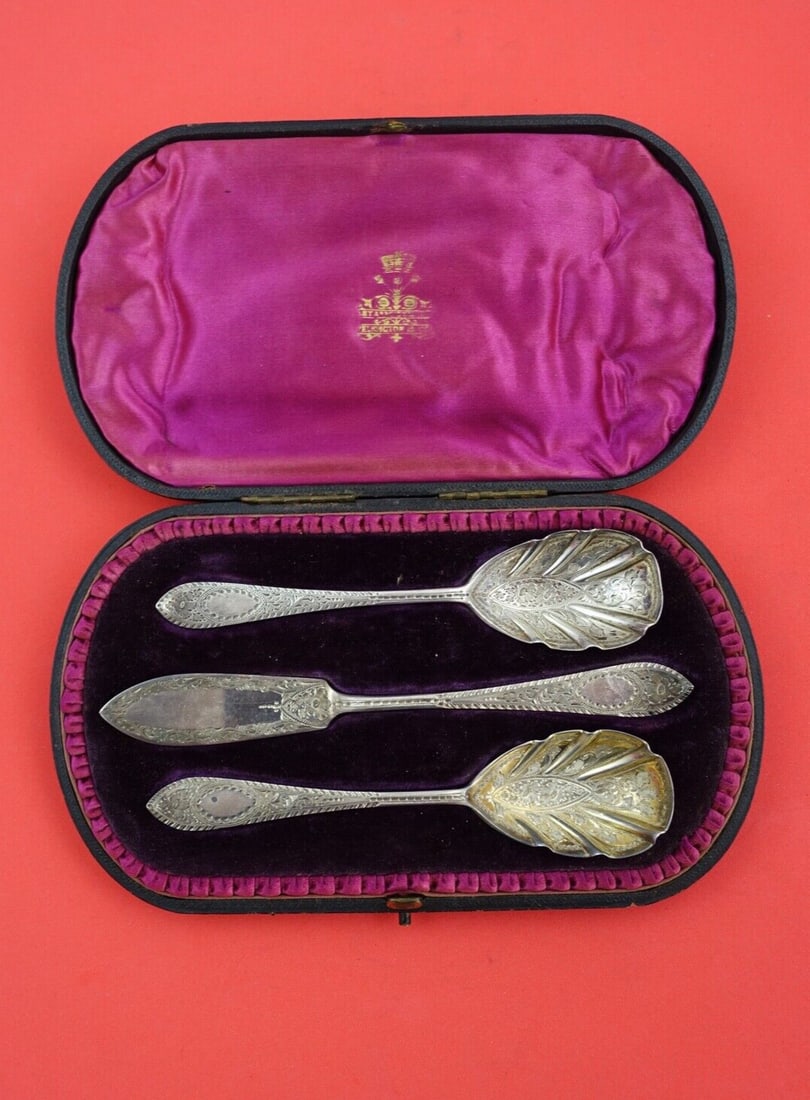 Victorian Sterling Silver 3-Piece Serving Set London 1897 Josiah Williams (1 of 6)