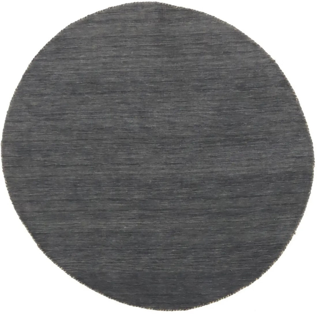 Gray Hand-Loomed Wool Rug Modern Tribal Design 5'2" Round: Gray Hand-Loomed Wool Rug Modern Tribal Design 5'2" Round This round Gabbeh rug features a plush, solid gray design with tribal and modern influences, making it ideal for bedrooms, entryways, or home 