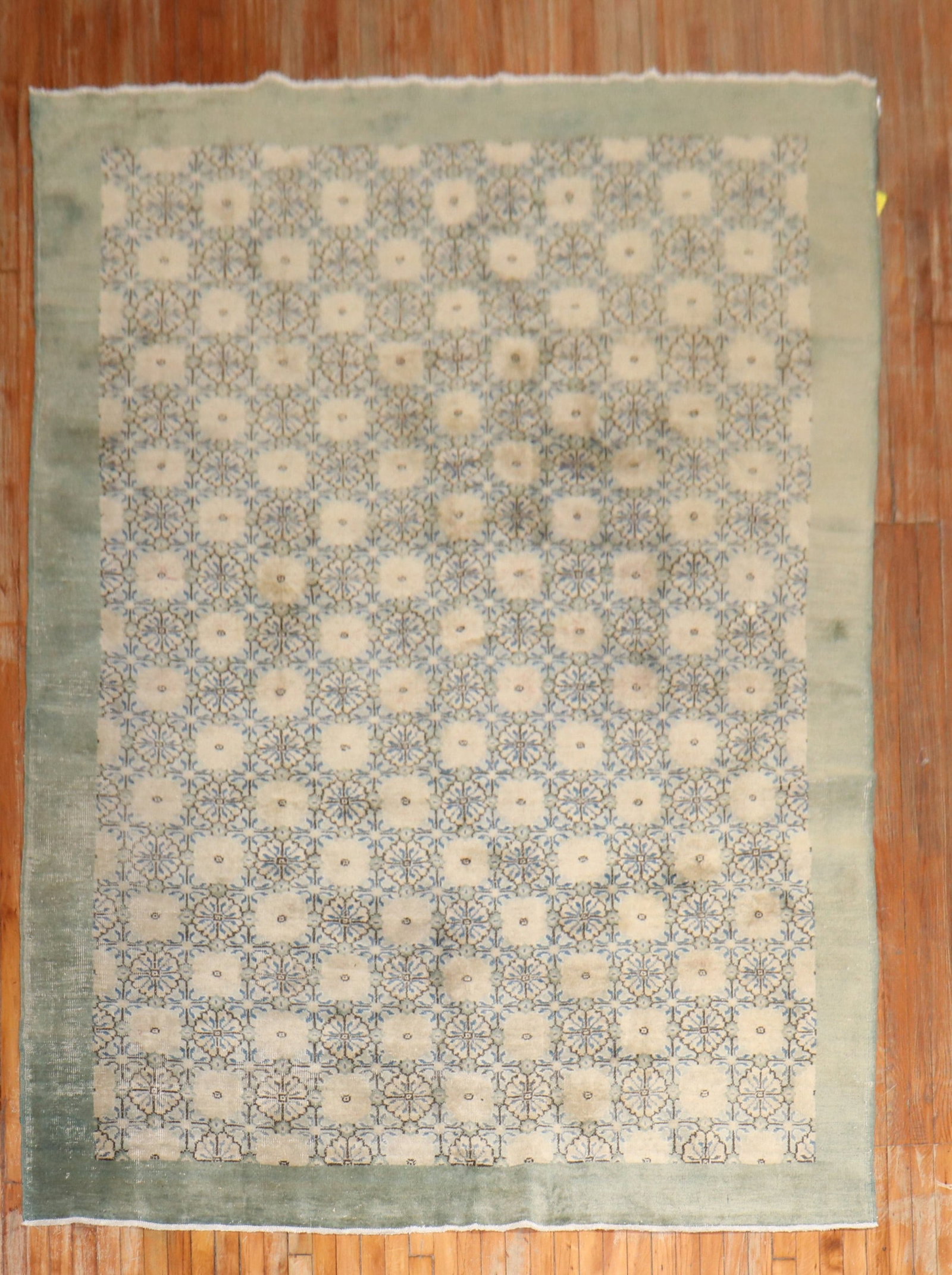 6' 10" x 9' 8" Mid 20th Century Anatolian Konya Deco Rug: 6' 10" x 9' 8" Mid 20th Century Anatolian Konya Deco Rug Mid-20th century Turkish Deco rug in the Konya tradition. This pre-owned room-size rug features a green field and an Anatolian design character