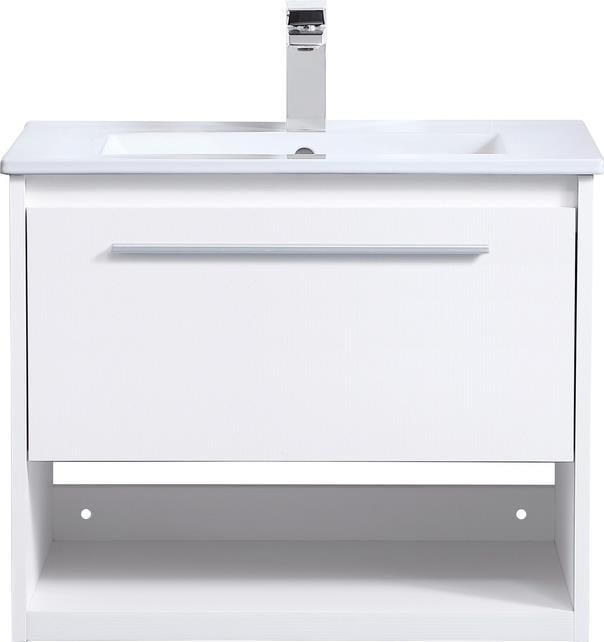 Elegant Lighting 24" White Floating Bathroom Vanity with Brushed Nickel Finish (1 of 1)