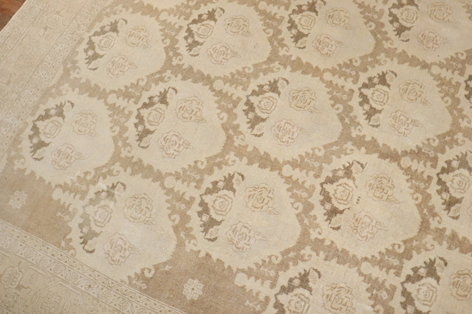 6' 7" x 9' 4" Persian Tabriz Rug in Brown and Cream: 6' 7" x 9' 4" Persian Tabriz Rug in Brown and Cream Vintage Persian Tabriz rug rendered in soft brown and cream tones. This pre-owned piece dates to the 3rd quarter of the 20th century and offers a cl