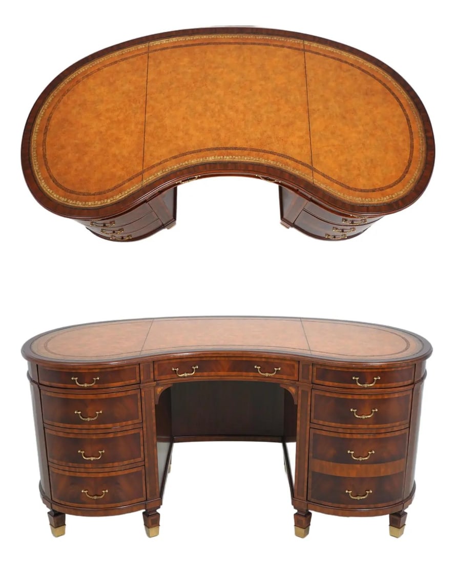 Maitland Smith mahogany writing desk with leather top 63w x 32d x 30h (1 of 10)