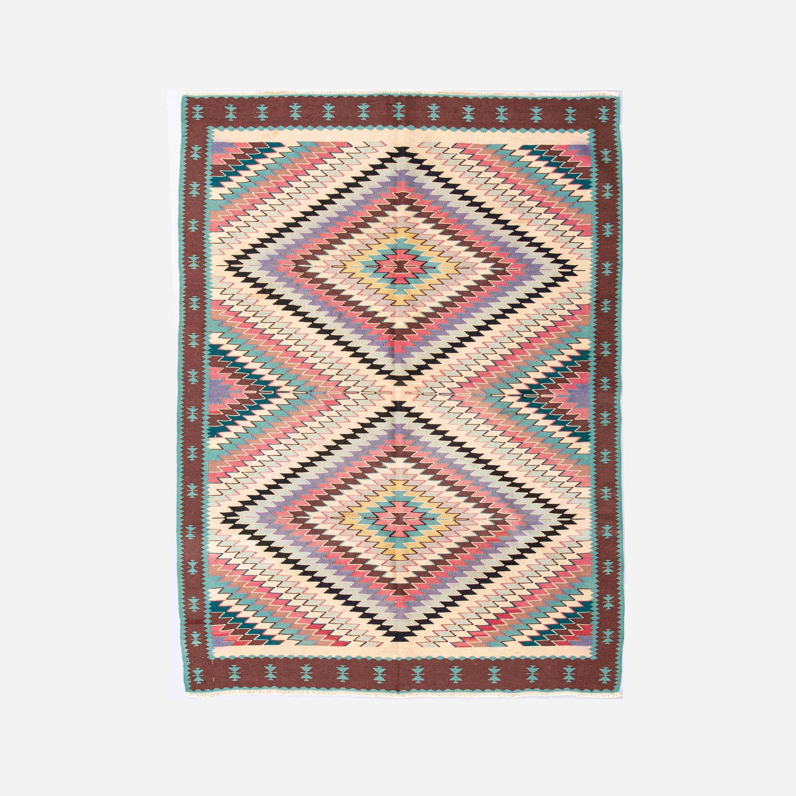 Authentic Handmade Anadol Kilim Wool Rug 54.3 x 78: Authentic Handmade Anadol Kilim Wool Rug 54.3 x 78 Discover the beauty of this authentic handmade Anadol kilim, crafted from high-quality wool on wool. This stunning textile features a traditional des