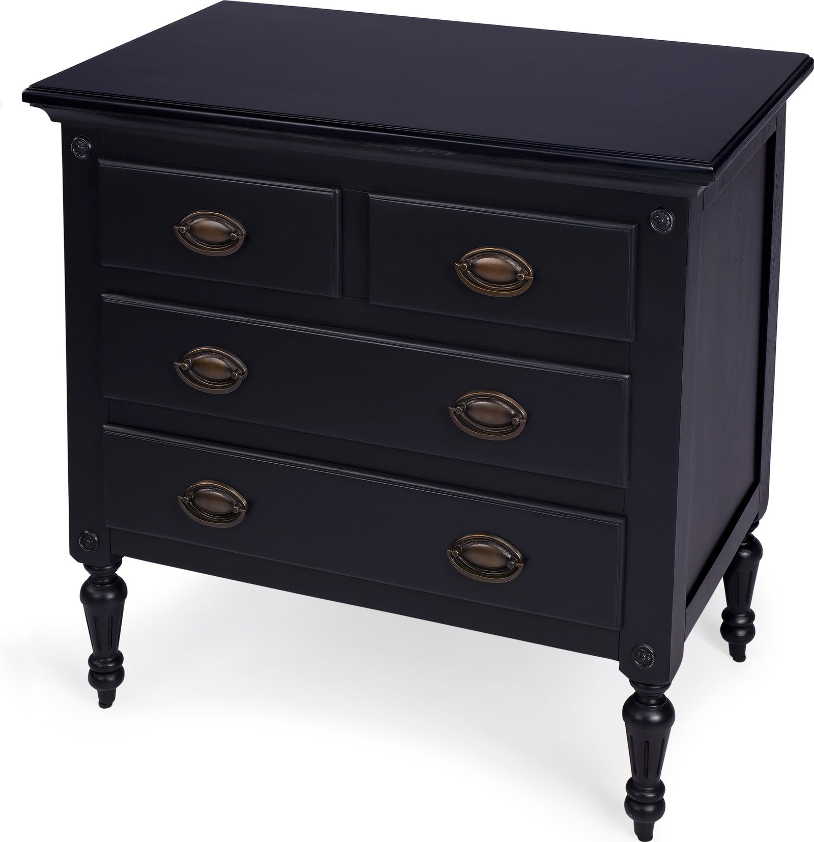 Butler Distressed Black 4-Drawer Chest Traditional Antique Style (1 of 7)