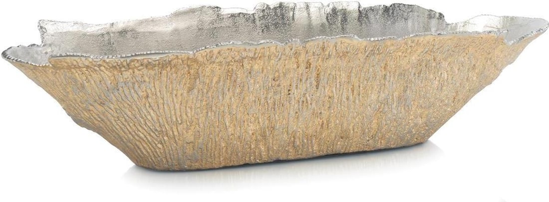John-Richard Textured Oval Bowl in Polished Nickel and Gold Finish (1 of 2)
