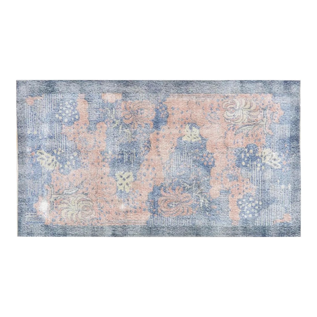 Anatolian Wool Hand-Knotted Rug in Navy Blue 3'8 x 6'8 Vintage: Anatolian Wool Hand-Knotted Rug in Navy Blue 3'8 x 6'8 Vintage This vintage Turkish Anatolian rug is hand-knotted from wool, showcasing traditional craftsmanship with a touch of modern design. The rug