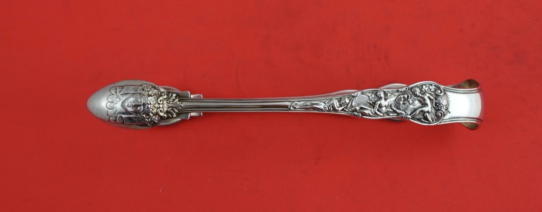 Charles Eley Bacchanalian Sterling Silver Ice Tongs London 1826 6 3/4: Charles Eley Bacchanalian Sterling Silver Ice Tongs London 1826 6 3/4 English Sterling Silver ice tongs in the Bacchanalian pattern, made in the United Kingdom and attributed to Charles Eley, London c