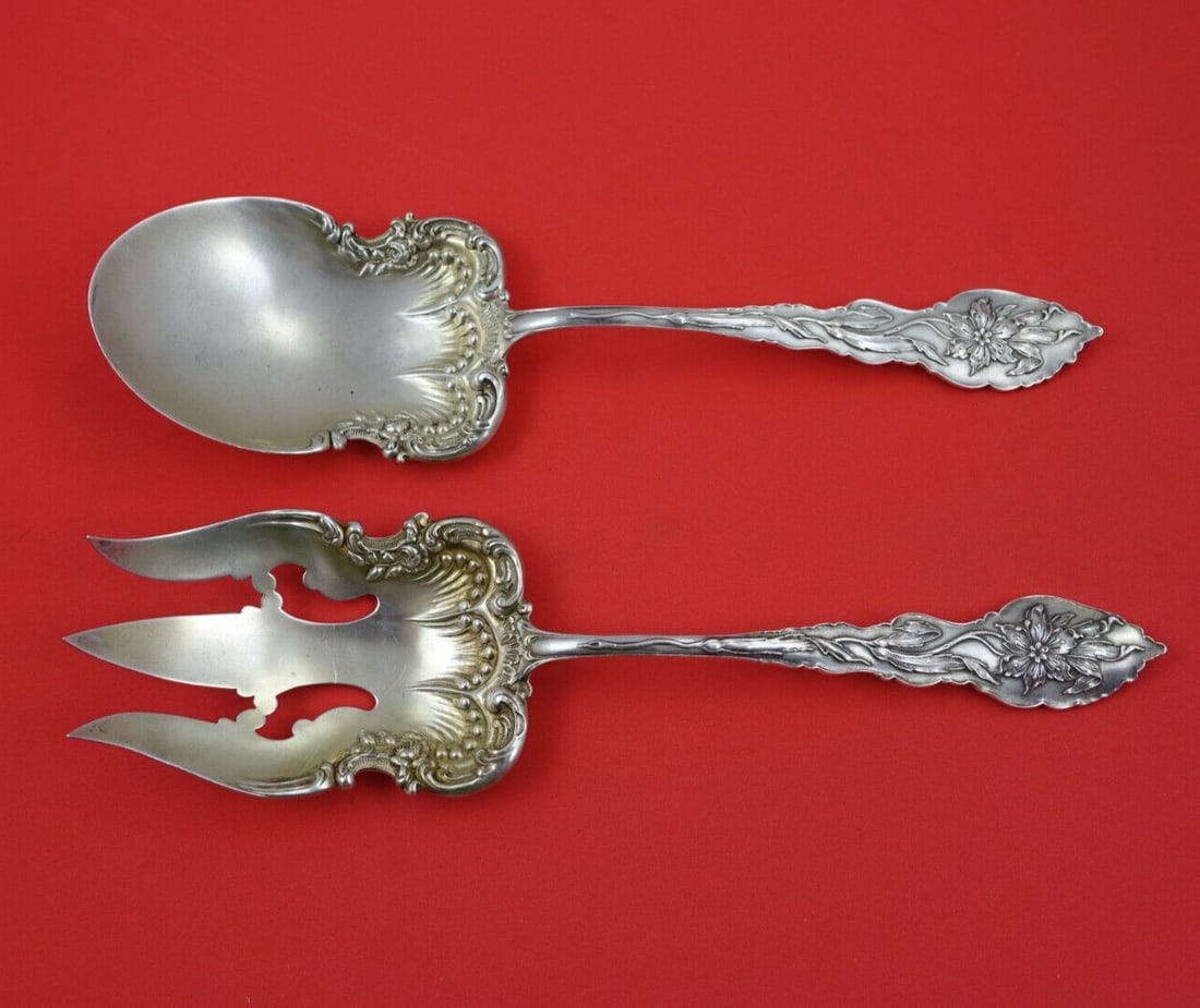 Unger Narcissus Sterling Silver 2pc Salad Serving Set 9.5": Unger Narcissus Sterling Silver 2pc Salad Serving Set 9.5" Enhance your dining experience with this exquisite 2-piece salad serving set in the Narcissus pattern by Unger. Crafted from high-quality ste