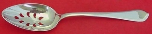 Gorham Old London Plain Sterling Silver Slotted Serving Spoon 8 1/2 in: Gorham Old London Plain Sterling Silver Slotted Serving Spoon 8 1/2 in Sterling silver serving spoon in the Old London Plain pattern by Gorham. This original pierced 9-hole slotted spoon is not monogr