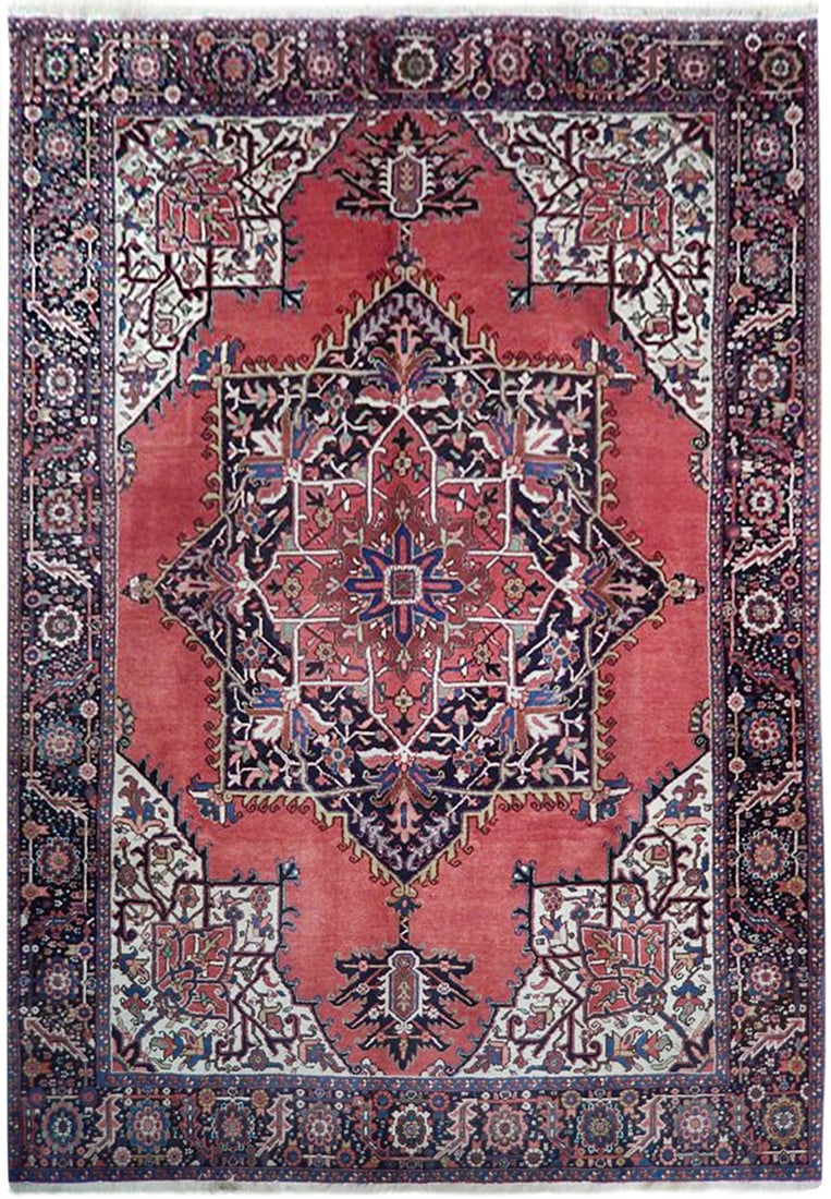 Persian Heriz Rug 8'3" x 11'9" Unusual Geometric Design: Persian Heriz Rug 8'3" x 11'9" Unusual Geometric Design Free continental US Shipping Transform your living space with this exquisite 8' 3" x 11' 9" unusual geometric Persian Heriz rug. In perfect cond
