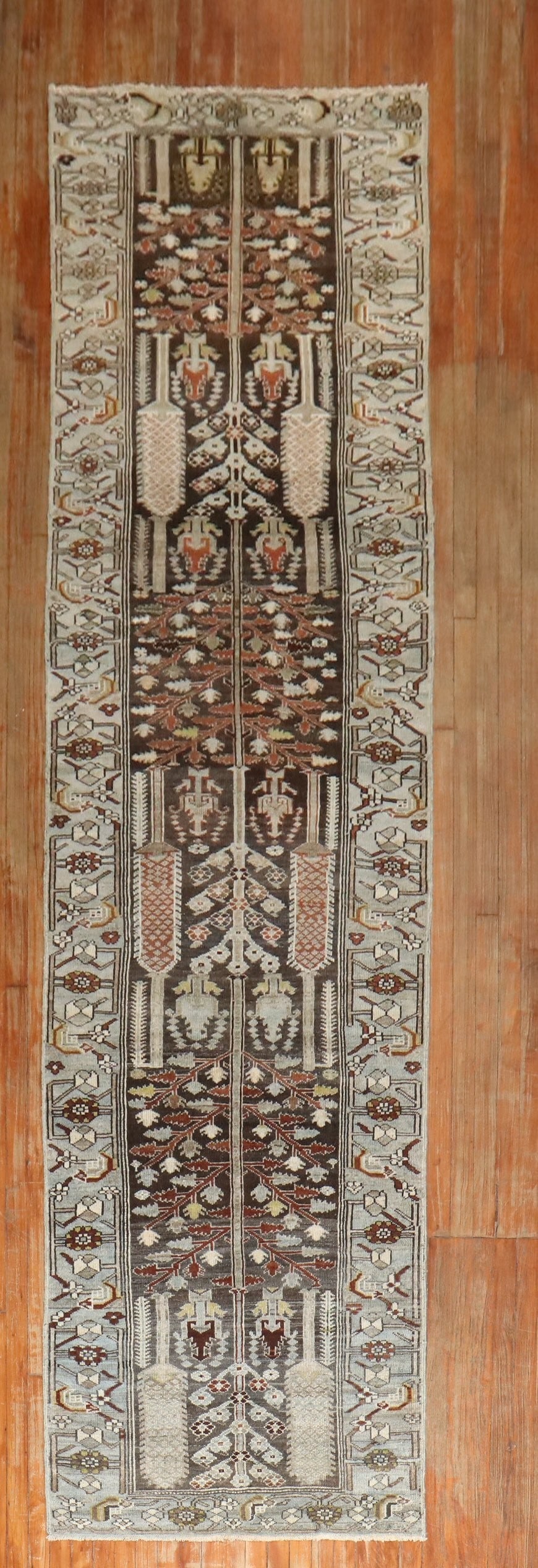 3' 3" x 13' 7" Kurd Bakhtiari runner in gray and brown (1 of 7)