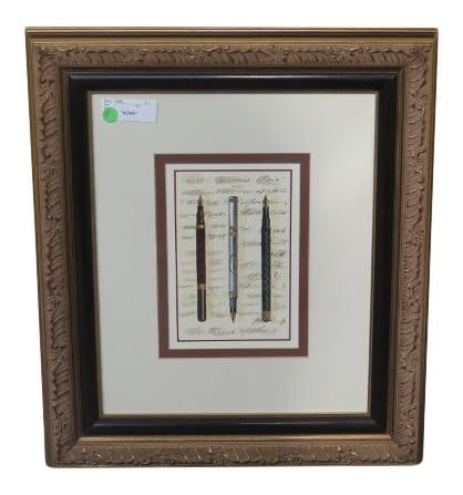 Discontinued Framed Print of Writing Pens 19.5 x 24 Brown Art: Discontinued Framed Print of Writing Pens 19.5 x 24 Brown Art This charming framed print features an artistic representation of writing pens, perfect for adding a touch of creativity to your space. Th