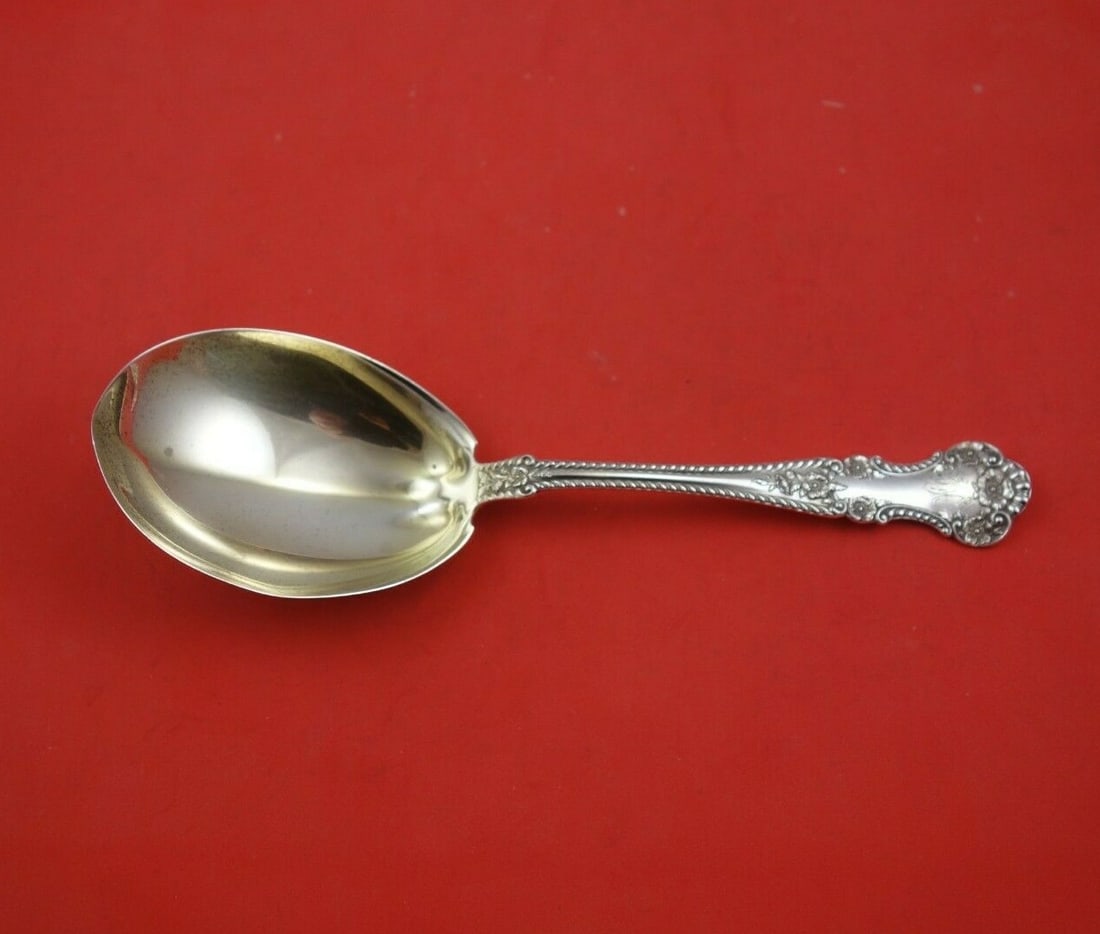 Gorham Cambridge Sterling Silver Berry Spoon 9 Inch Light Gold Wash (1 of 3)