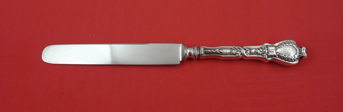 Durgin Du Barry Sterling Silver Dinner Knife 9 3/4 inch Blunt Blade: Durgin Du Barry Sterling Silver Dinner Knife 9 3/4 inch Blunt Blade This exquisite dinner knife features the Du Barry pattern by Durgin, crafted from high-quality sterling silver with a hollow handle.