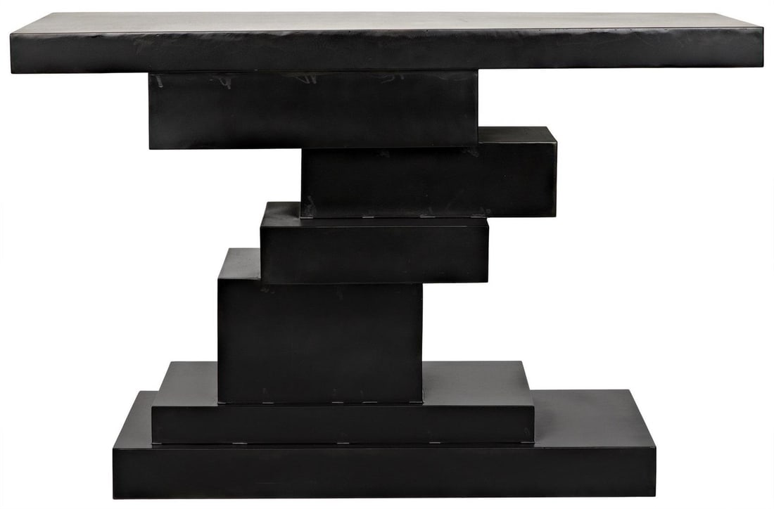 Noir Platoon Black Metal Console Table Industrial Style (1 of 7)